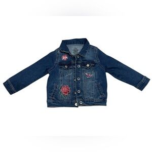 Jordache Girls 3T Denim Jacket Rose, Love and Bird Patches